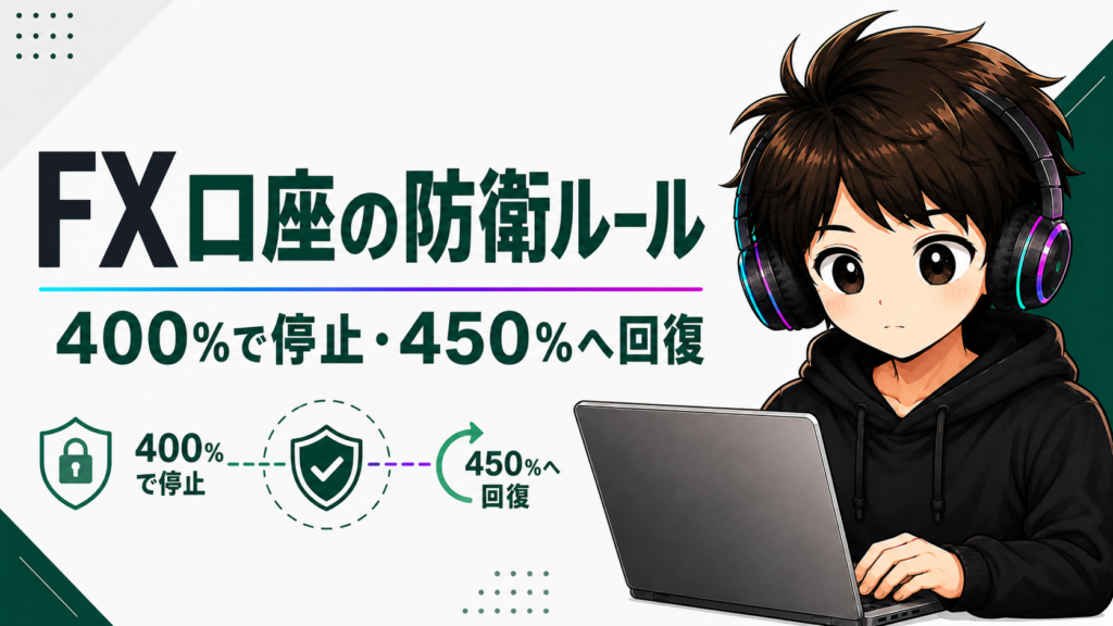 FX口座の防衛ルール：有効比率400％で買い増し停止、450％へ回復